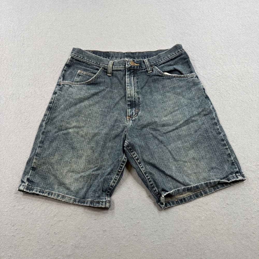 Wrangler Denim Shorts Men's 32 Blue Faded Wash Relaxed Cotton Utility Y2K